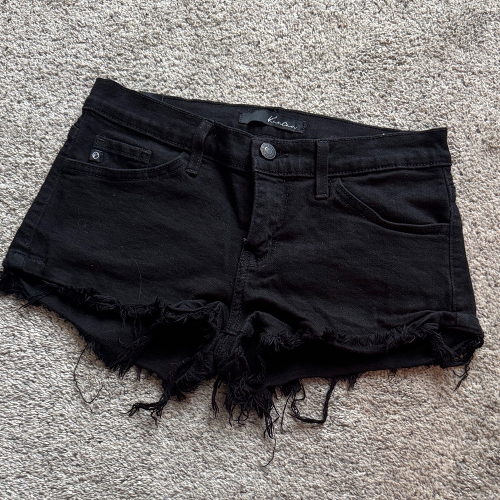 KanCan Black Frayed Jean Shorts